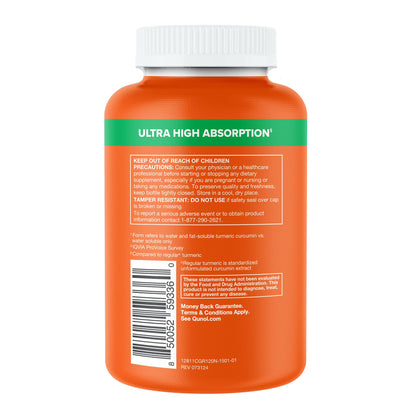 Close up look at Qunol bioenhanced turmeric complex capsules for daily wellness