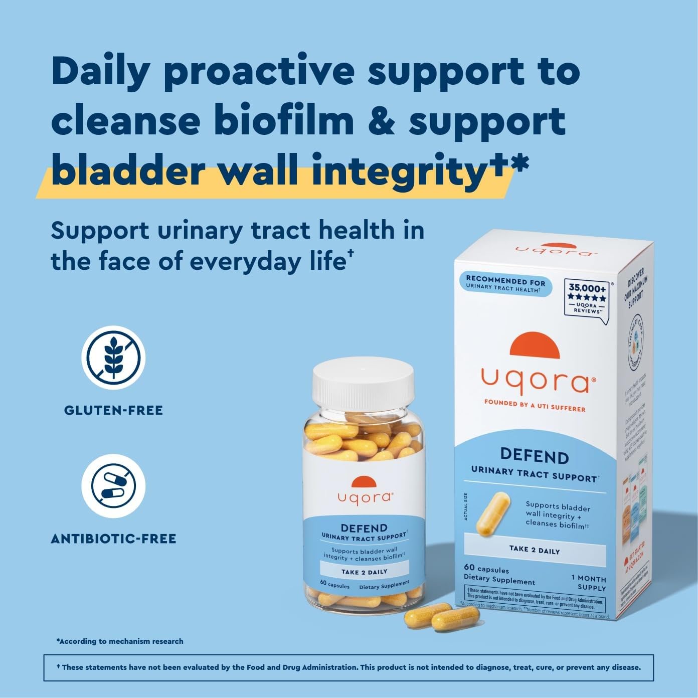 Uqora Defend 60 vegan capsules supplement facts and ingredients label
