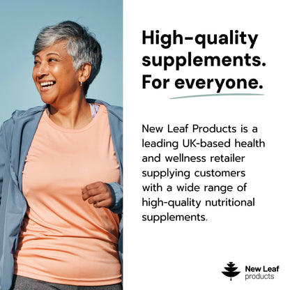 Authentic New Leaf imported turmeric supplement bottle with 95 percent active curcumin and black pepper extract details