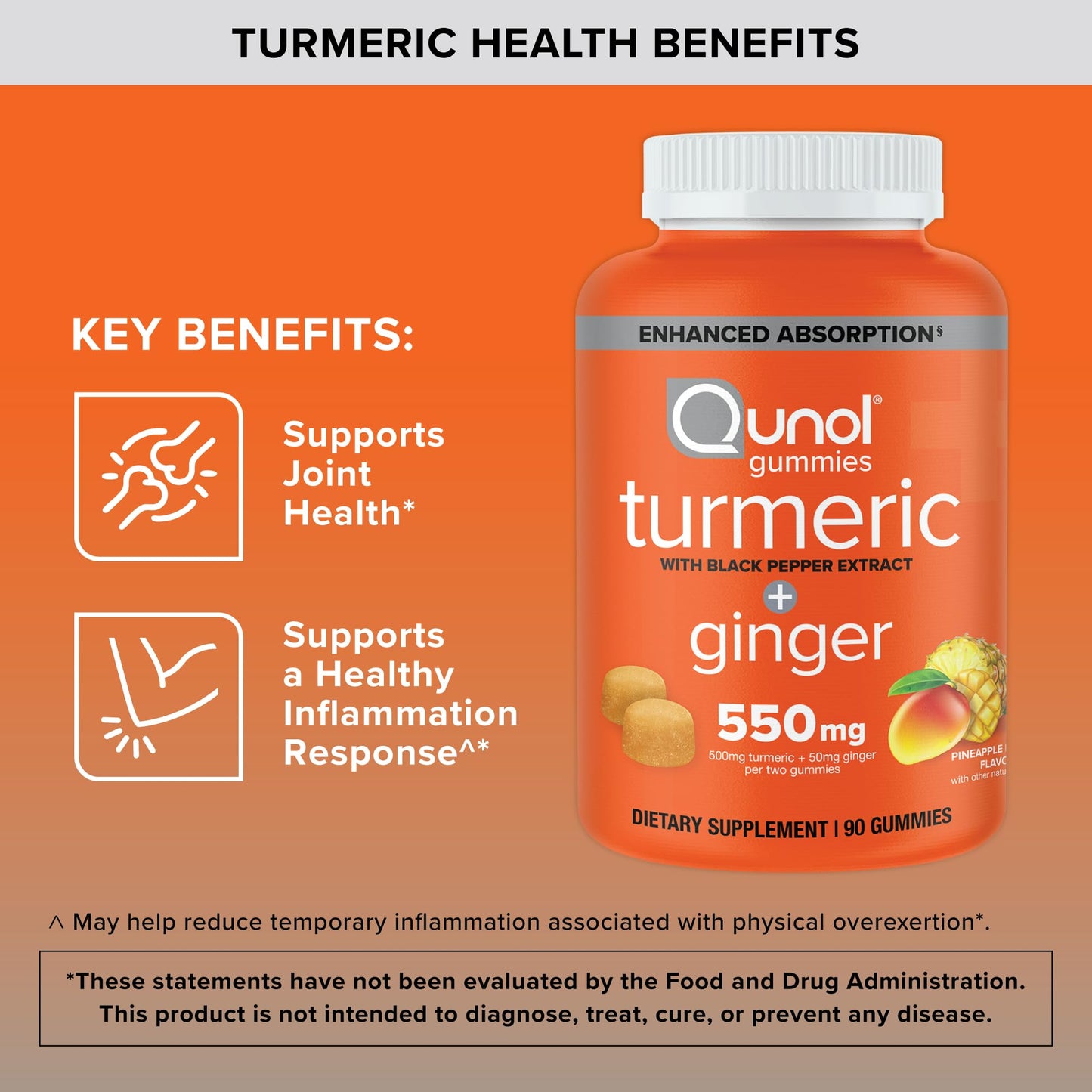 Chewable vegan joint health gummies with black pepper extract for enhanced curcumin absorption