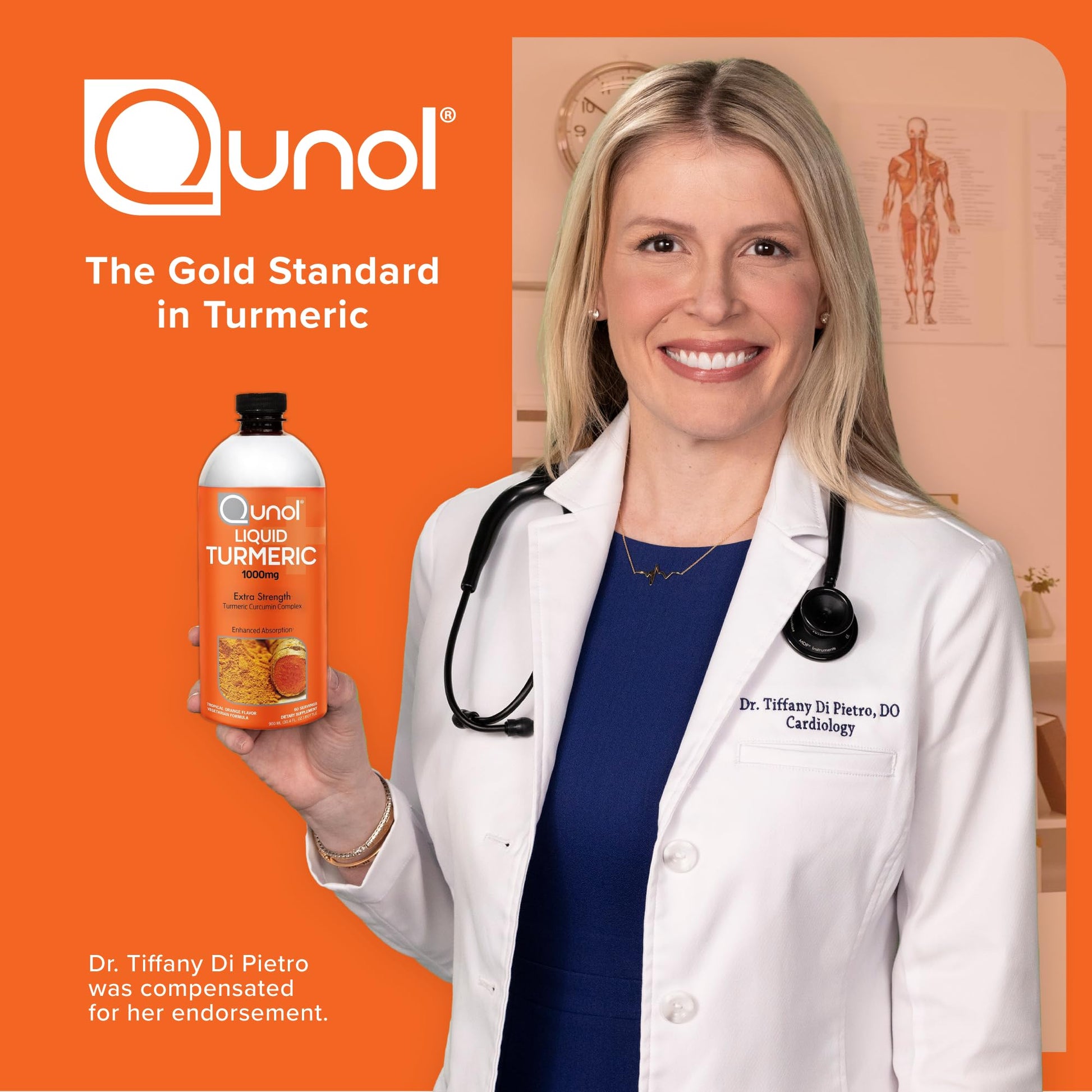 Authentic USA imported Qunol curcumin liquid bottle highlighting black pepper extract for enhanced body absorption.