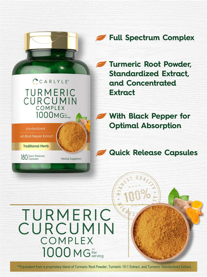 USA imported Carlyle turmeric curcumin quick release capsules for joint health support