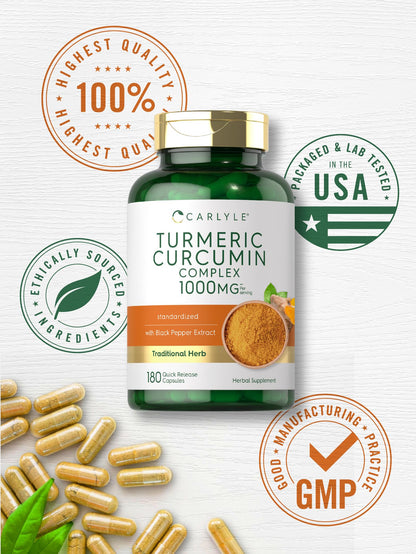 Three month supply of authentic Carlyle turmeric curcumin antioxidant defense capsules