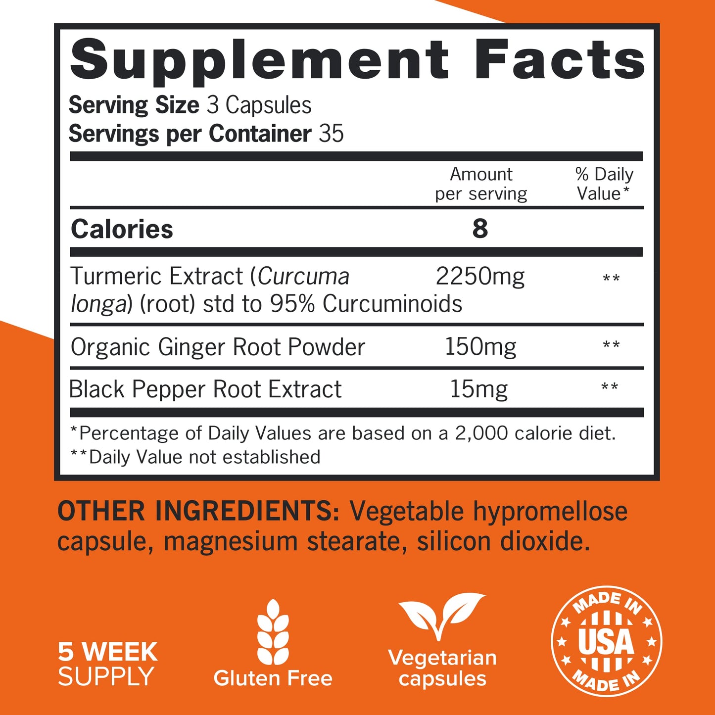 Qunol turmeric curcumin 2400 milligrams dietary supplement nutritional information panel