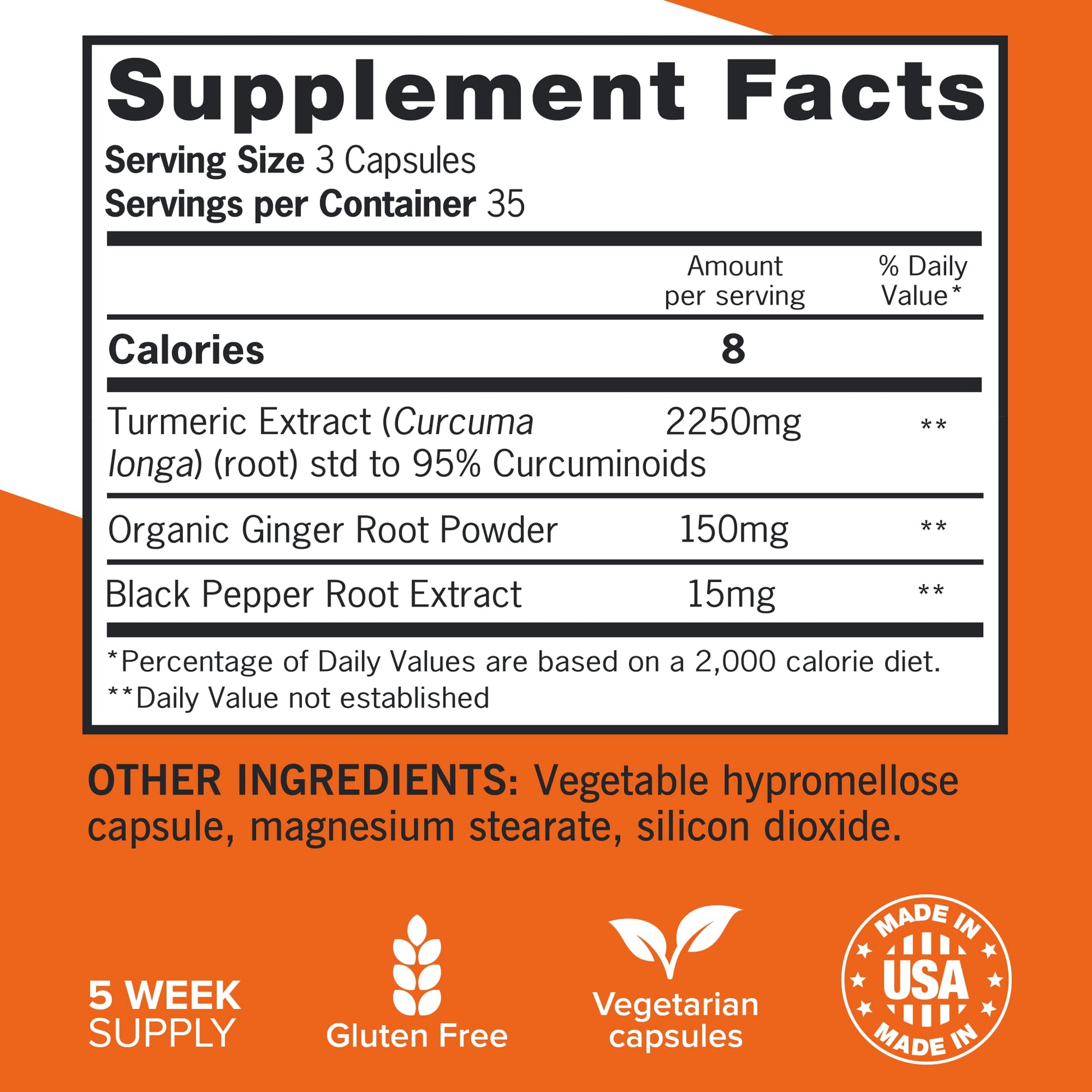 Qunol turmeric curcumin 2400 milligrams dietary supplement nutritional information panel