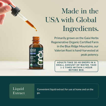 Certified organic valerian root extract bottle for nighttime relaxation