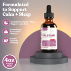 Side angle of Rejuvica Health alcohol free valerian root tincture showing clean vegan and non-GMO labels.