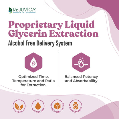 Close-up of the dropper mechanism on the Rejuvica Health advanced sleep support liquid extract bottle.