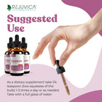Back view of Rejuvica Health Active Valerian Root supplement label showing serving sizes and full directions.