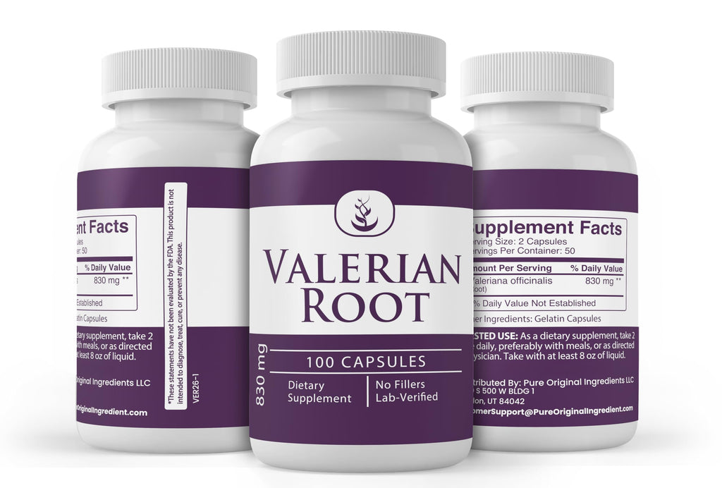 Close up of capsule supplement packaging indicating a fifty day supply of authentic USA imported herbs.
