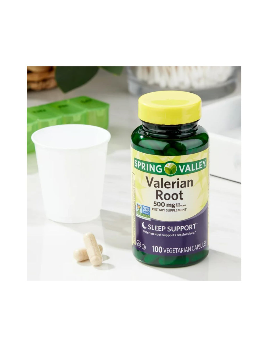 Back view of Spring Valley herbal supplement showing organic ingredient facts