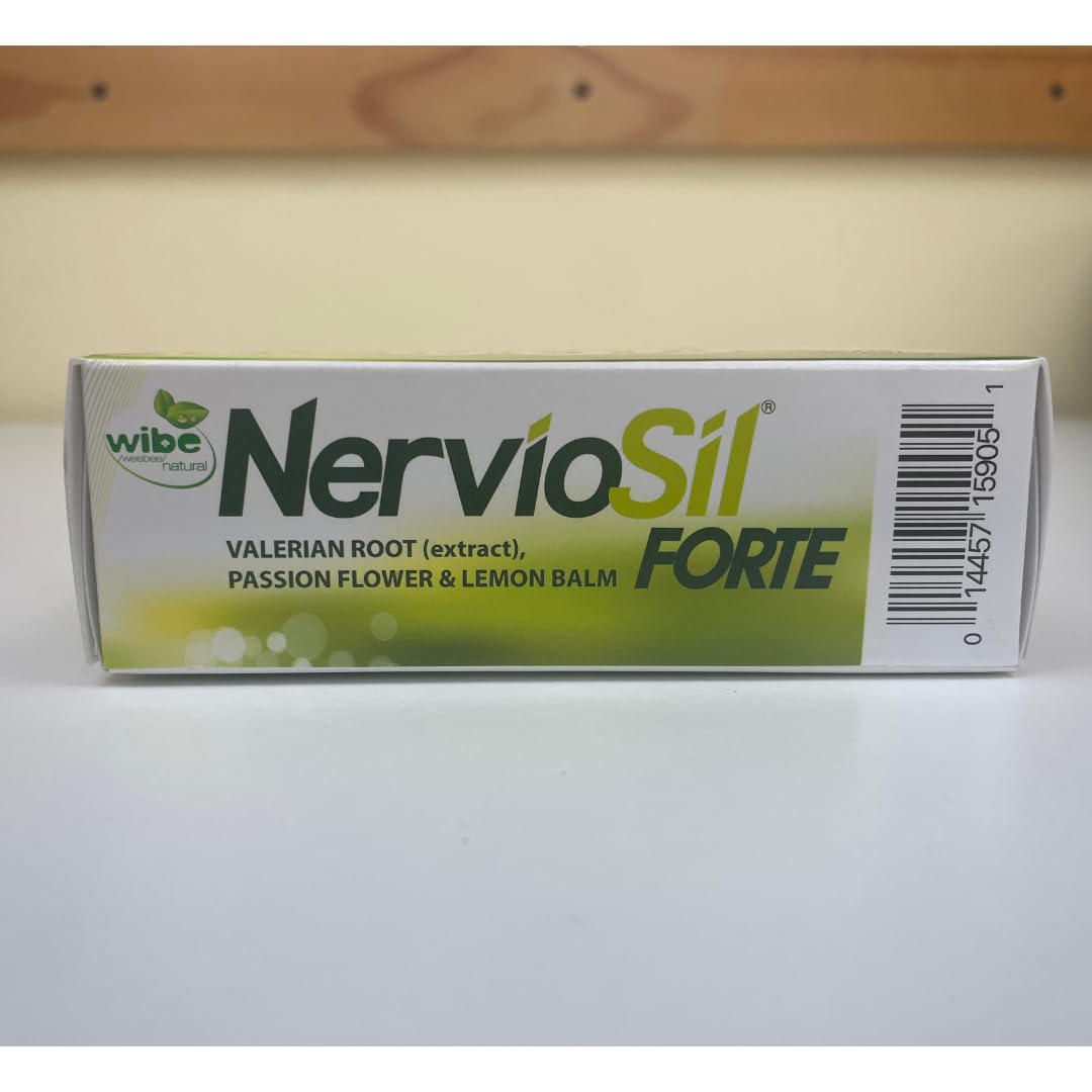 NervioSil Forte herbal dietary supplement container showing ingredients and label details