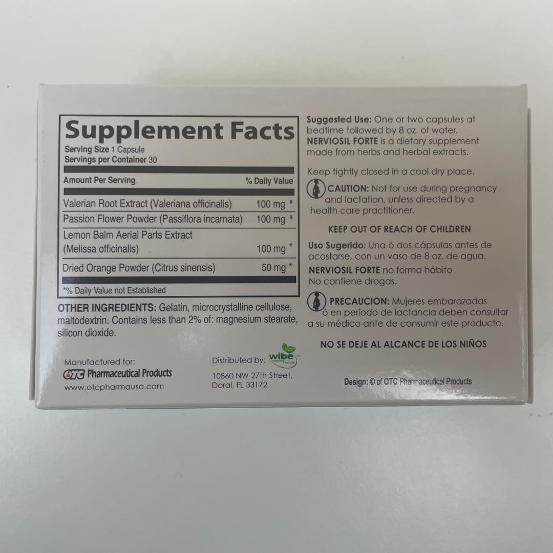 Authentic USA imported NervioSil Forte calming capsules for sleep support