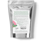 Elanen Naturals valerian root product packaging alongside a freshly brewed warm cup of herbal tea.