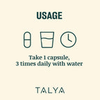 Close up of the nutritional facts and botanical blend information on the Talya Relax sleep support packaging.