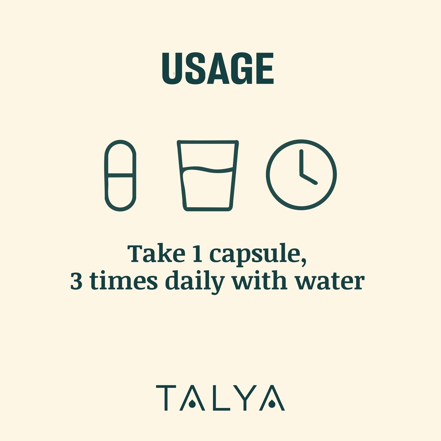 Close up of the nutritional facts and botanical blend information on the Talya Relax sleep support packaging.