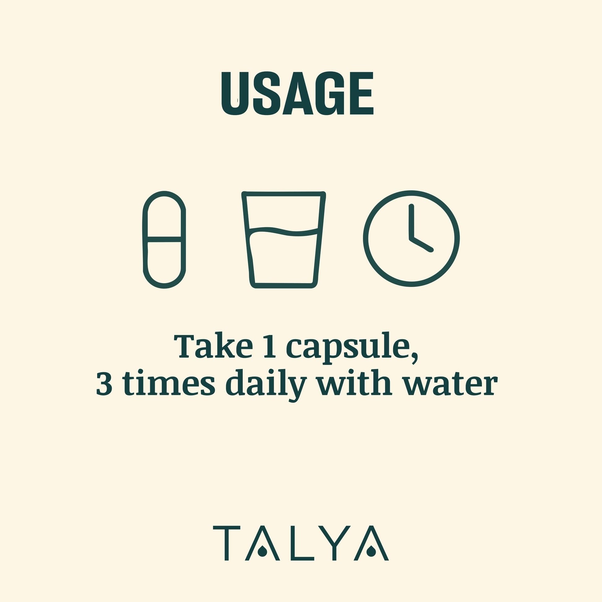 Close up of the nutritional facts and botanical blend information on the Talya Relax sleep support packaging.