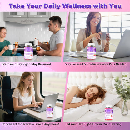 Flyrocer vegan calming gummies bottle highlighting premium ingredients.