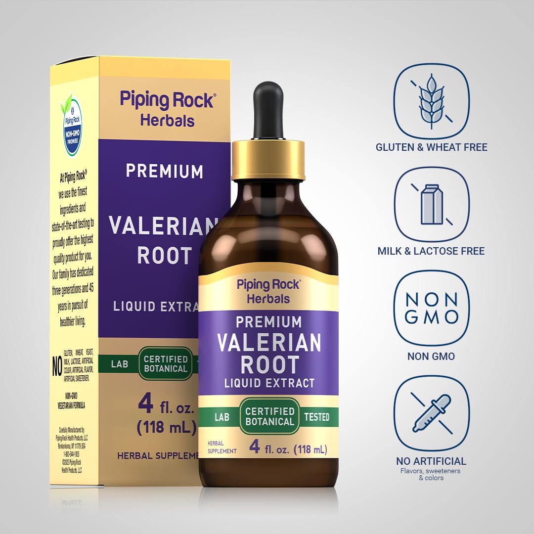 Premium alcohol-free Valerian root herbal supplement bottle