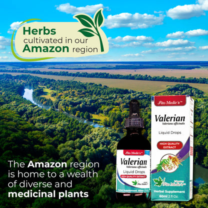 Side profile of Fito Medics Valerian Root fluid extract bottle illustrating ingredient transparency
