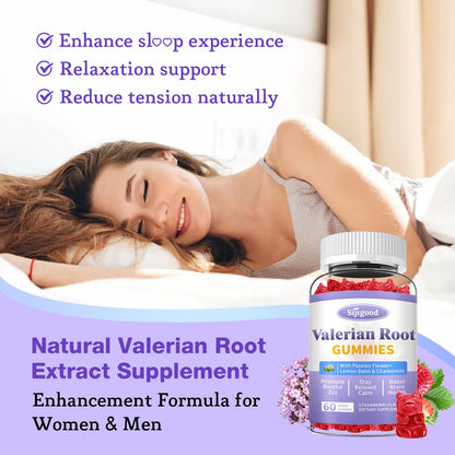 Sijigood 60 count chewable valerian root tablets alternative strawberry gummies display