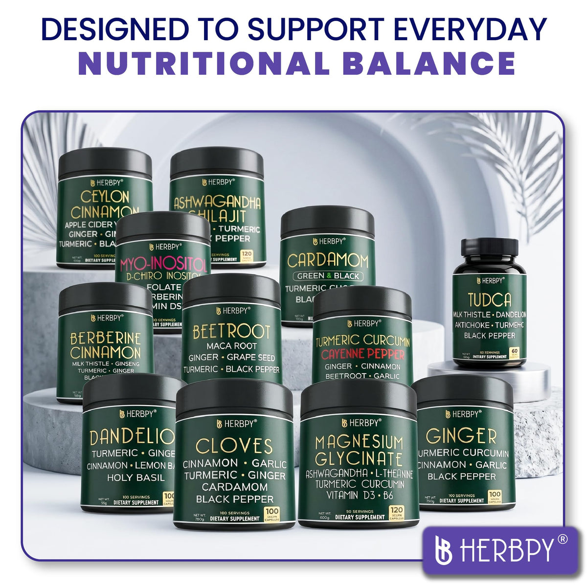 Herbpy 5in1 herbal sleep support capsules side view showing ingredients list