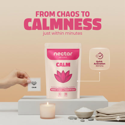 Travel friendly wellness packaging of Nectar Patches Calm Vitamin B supplements