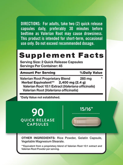 Nature's Truth traditional sleep support valerian root supplement facts and clean ingredient list