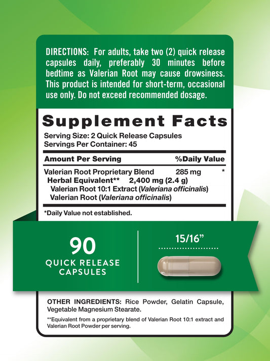 Nature's Truth traditional sleep support valerian root supplement facts and clean ingredient list