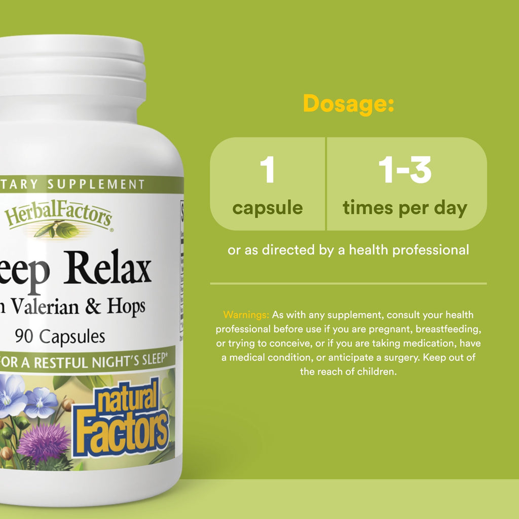 Natural Factors Sleep Relax capsule size and visual representation