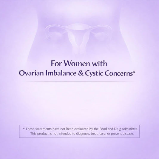 LIG Health Care herbal supplement bottle showing ingredients list for ovarian cyst relief