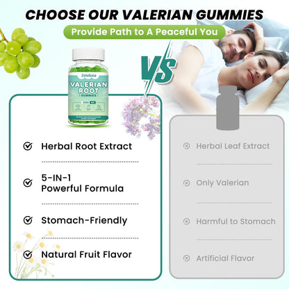 Close up of green grape flavored organic valerian root dietary supplements for anxiety relief.