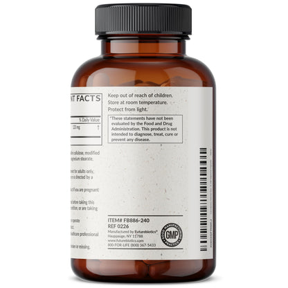 Supplement facts and clean ingredients panel of Futurebiotics Valerian Root 10 to 1 extract capsules.