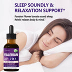 Close up of the product label on Eubrition Valerian Root liquid supplement highlighting the alcohol free vegan blend.