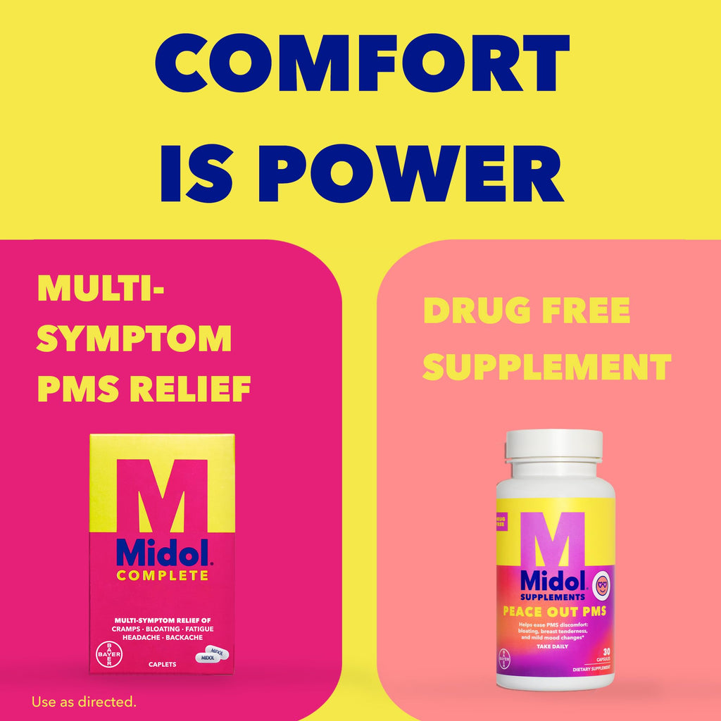 Midol clean vegan gluten free premenstrual support supplement bottle
