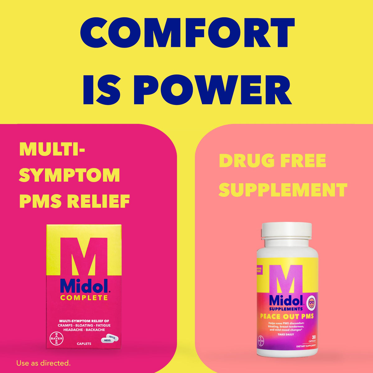 Midol clean vegan gluten free premenstrual support supplement bottle