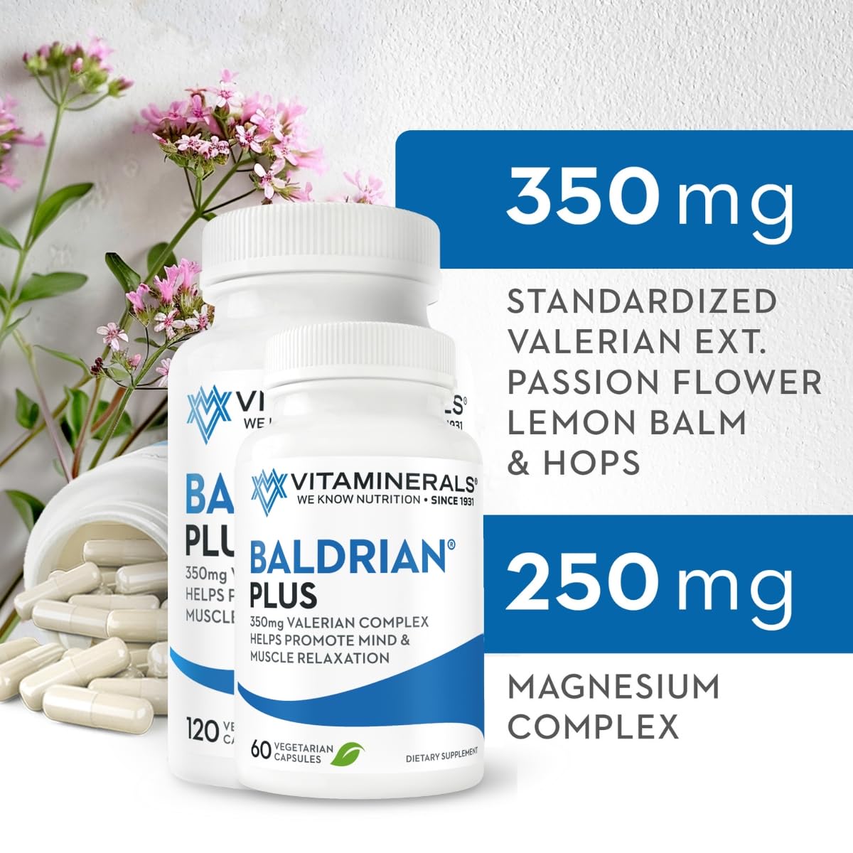 Vitaminerals Baldrian Plus supplement facts and valerian extract ingredients label