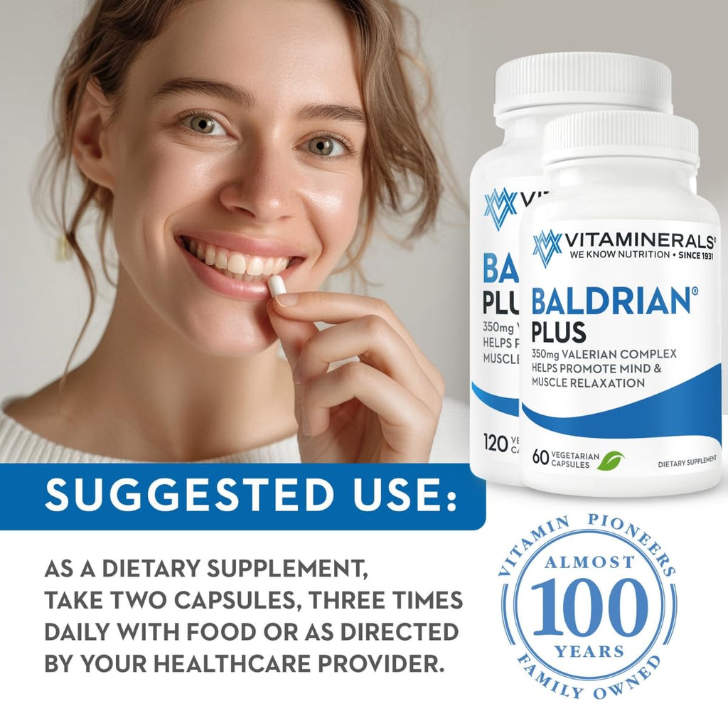 Vitaminerals Baldrian Plus non-habit forming natural sleep aid description side view