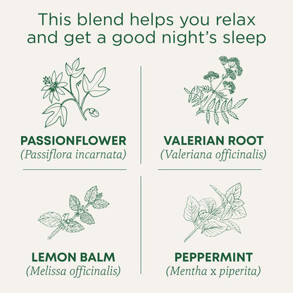 Traditional Medicinals caffeine free sleep aid tea box back view with brewing steps