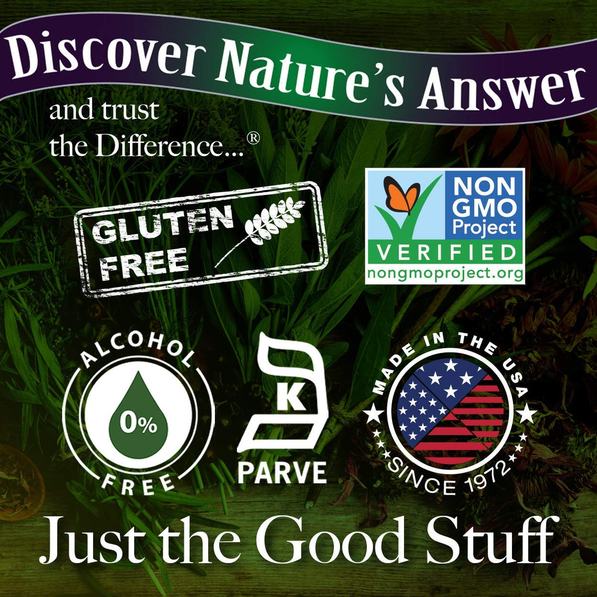 Nature's Answer Valerian Root premium wellness drops highlighting kosher certified seal.