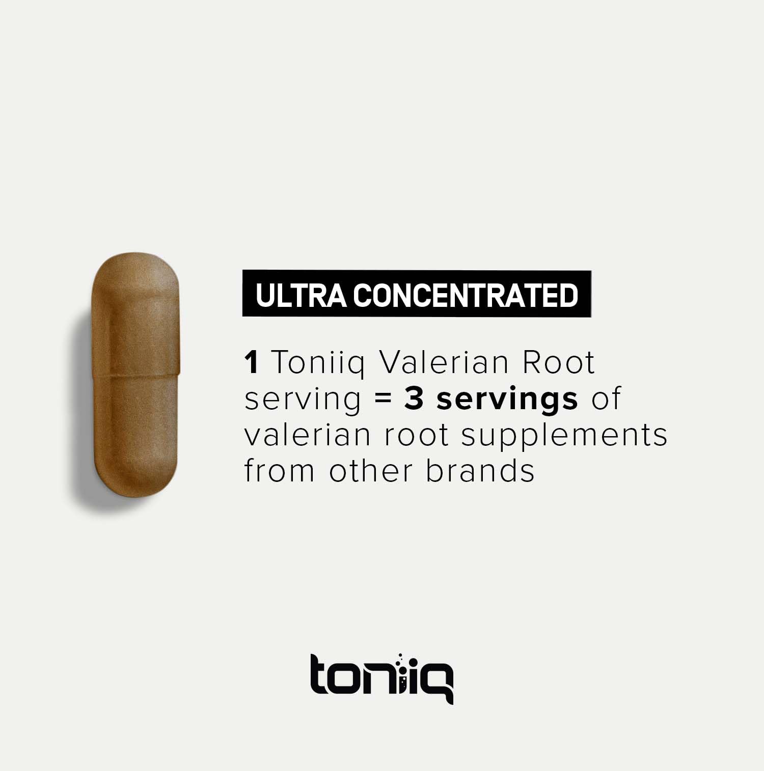 Authentic USA imported Toniiq Valerian Root packaging displaying certified manufacturing details