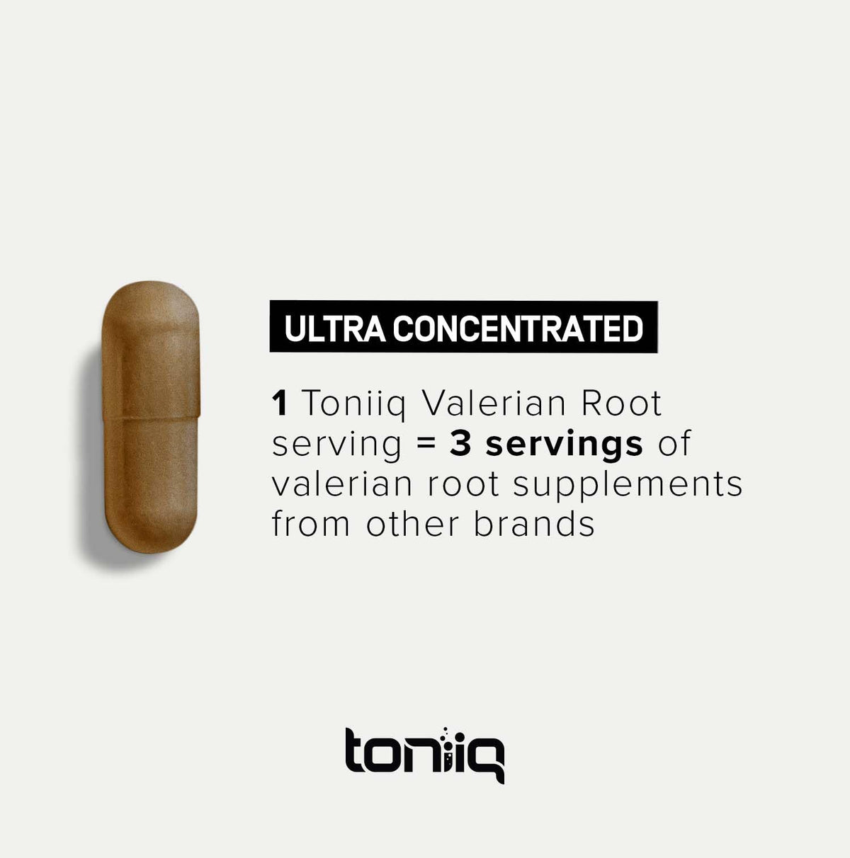 Authentic USA imported Toniiq Valerian Root packaging displaying certified manufacturing details