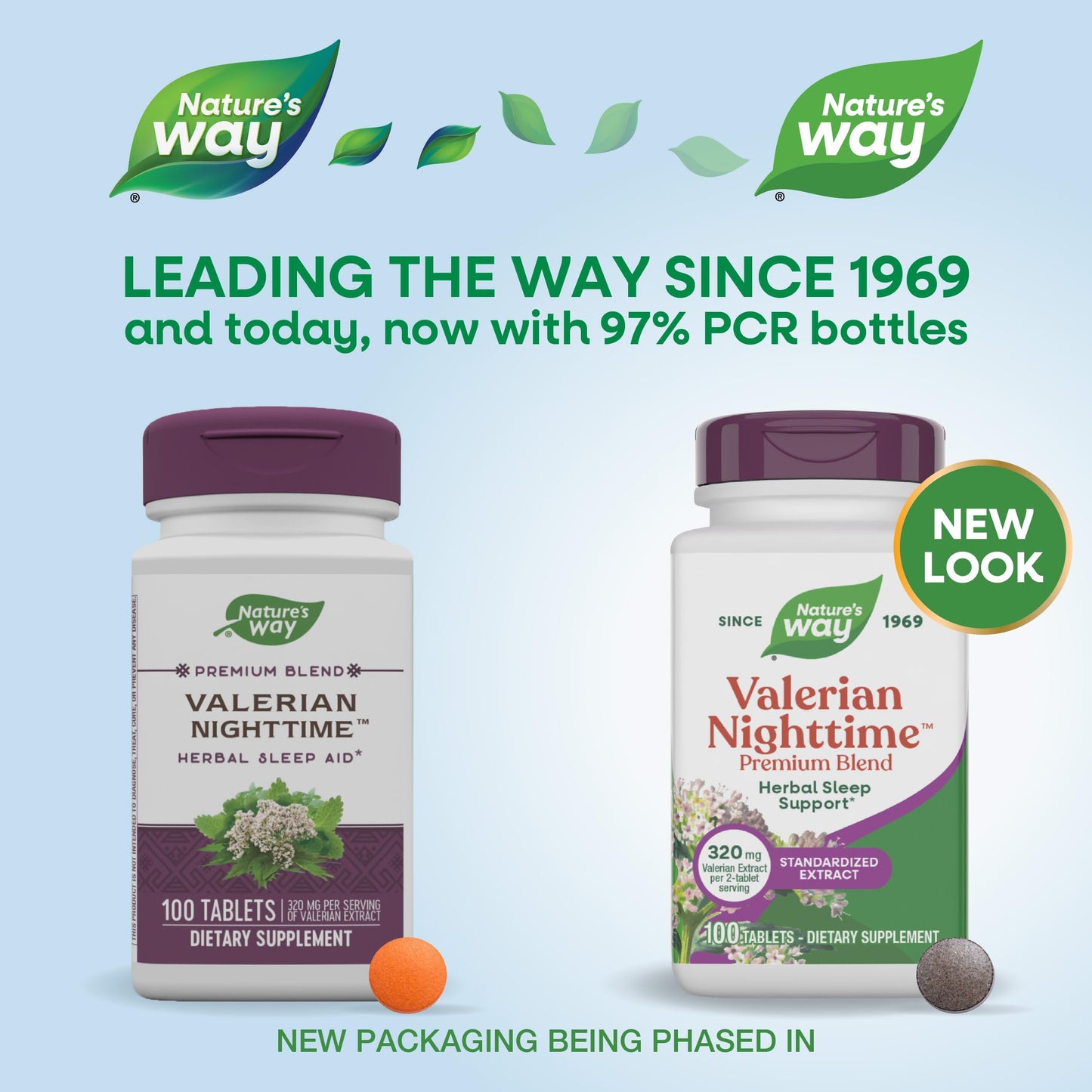 Nature's Way Valerian Nighttime Premium Blend supplement ingredients list and supplement facts label.