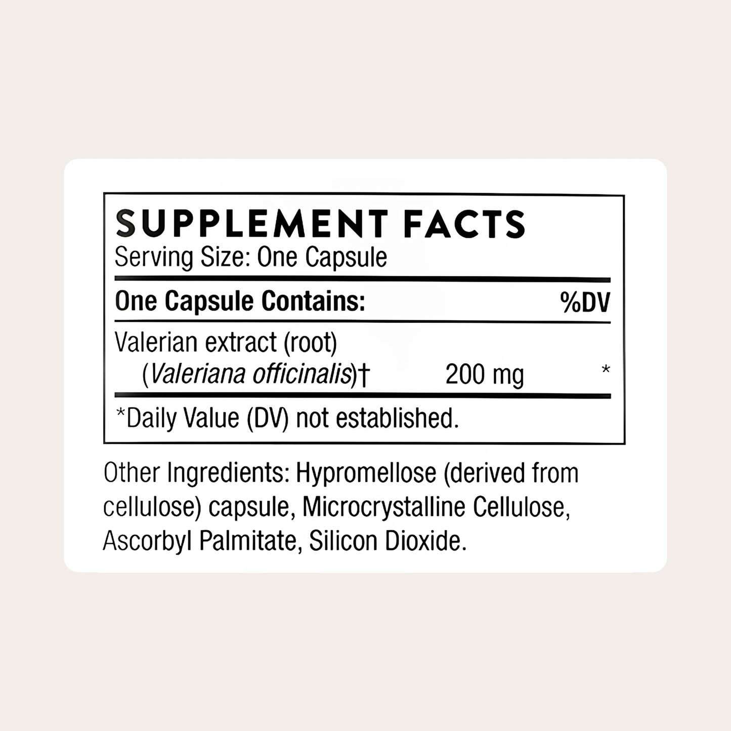 Thorne Melatonin Free Sleep Supplement bottle back showing nutritional facts and ingredients