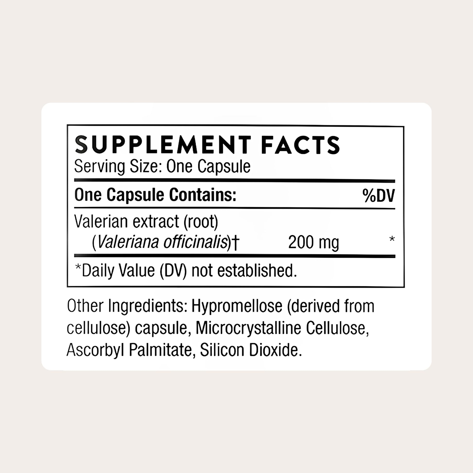 Thorne Melatonin Free Sleep Supplement bottle back showing nutritional facts and ingredients