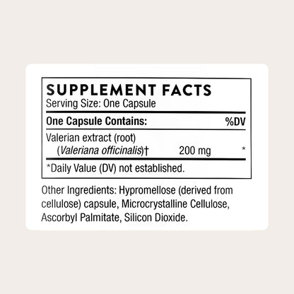 Thorne Melatonin Free Sleep Supplement bottle back showing nutritional facts and ingredients