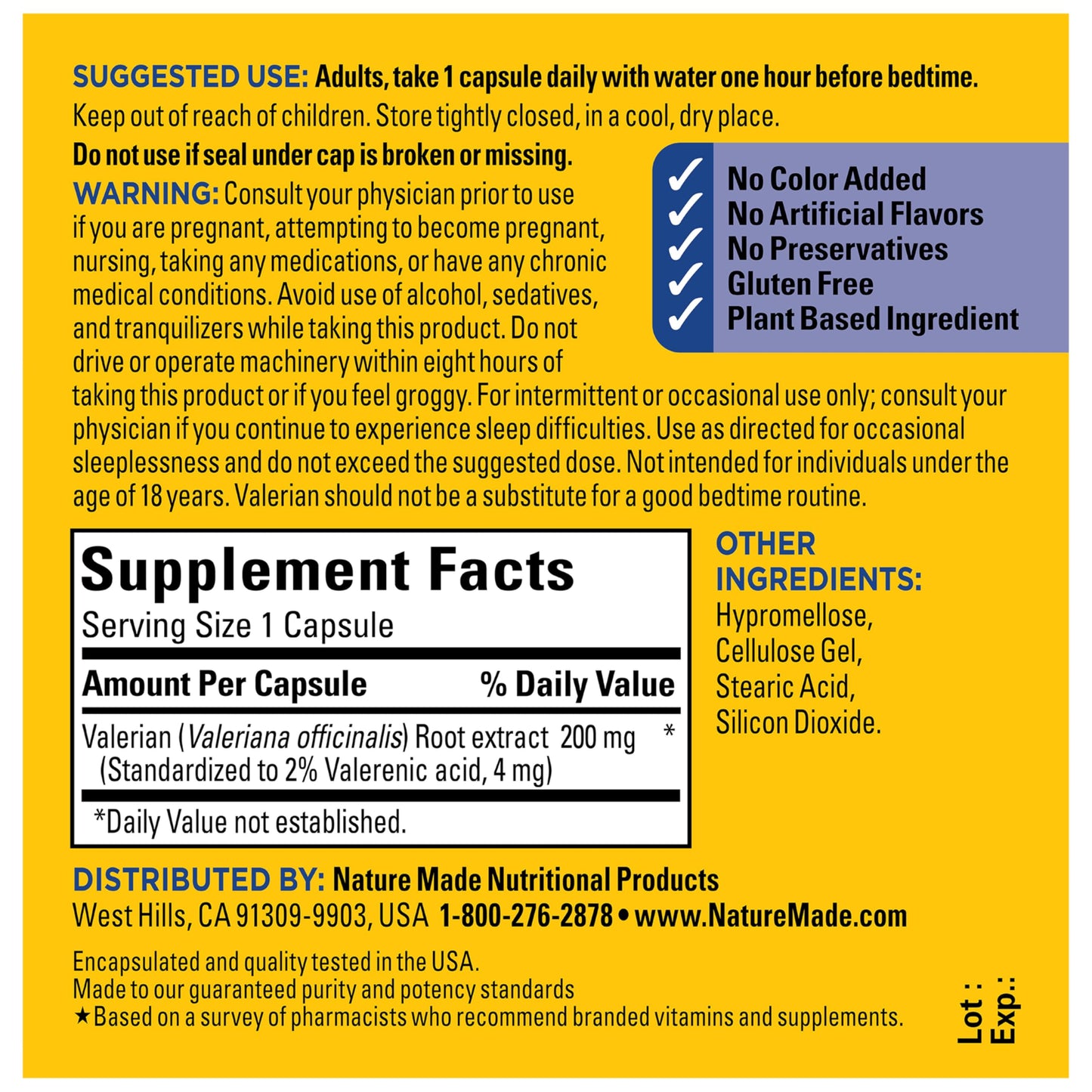 Natural drug free plant based dietary supplement bottle side angle