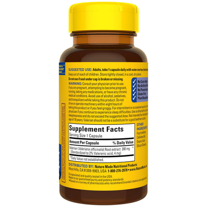 Nature Made Valerian Root non habit forming capsules closure seal view