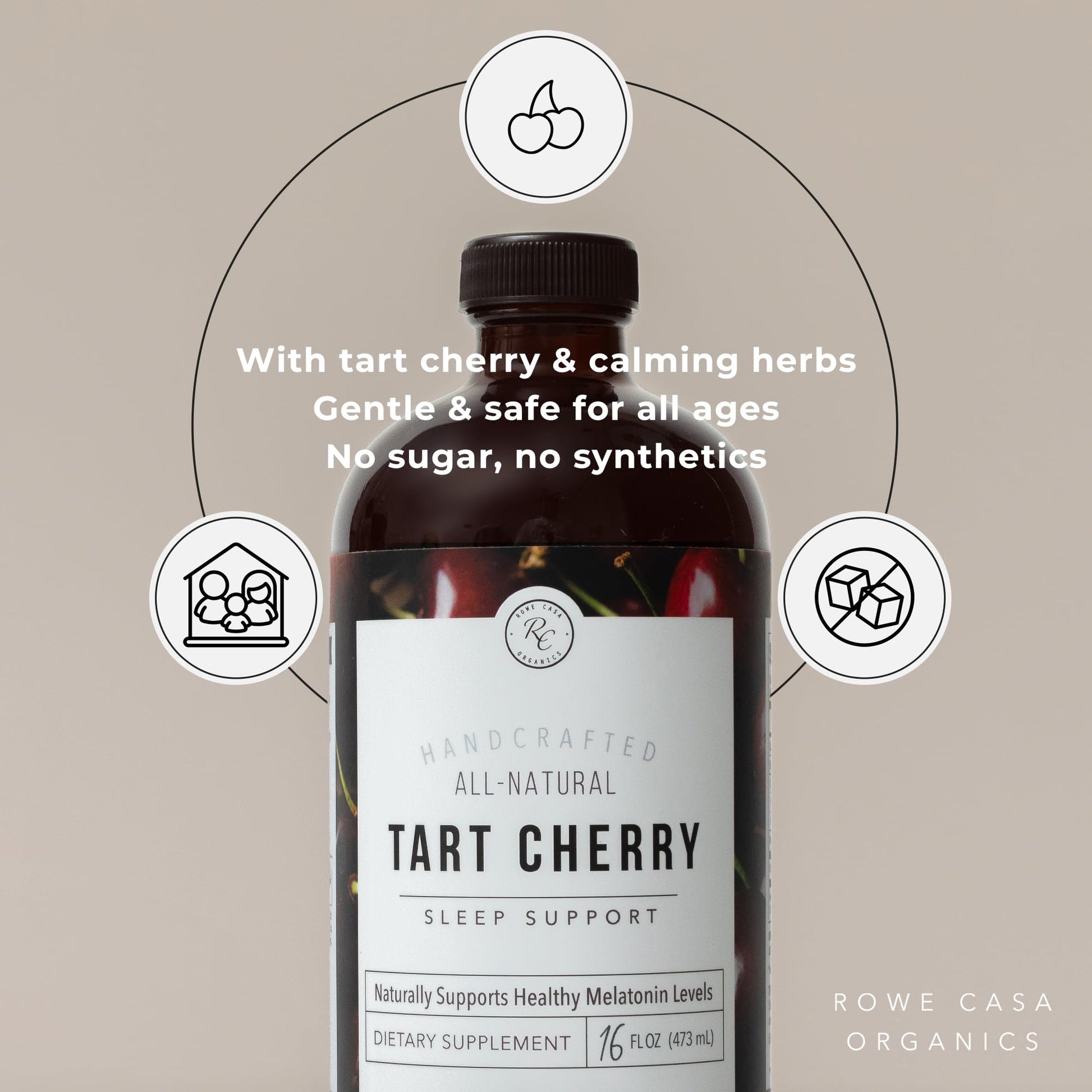 Rowe Casa Organics Tart Cherry liquid sleep aid nutritional facts label