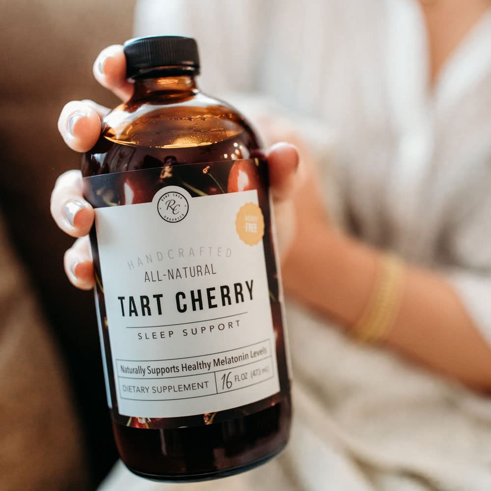 Rowe Casa Organics Tart Cherry Sleep Support showing liquid color and texture